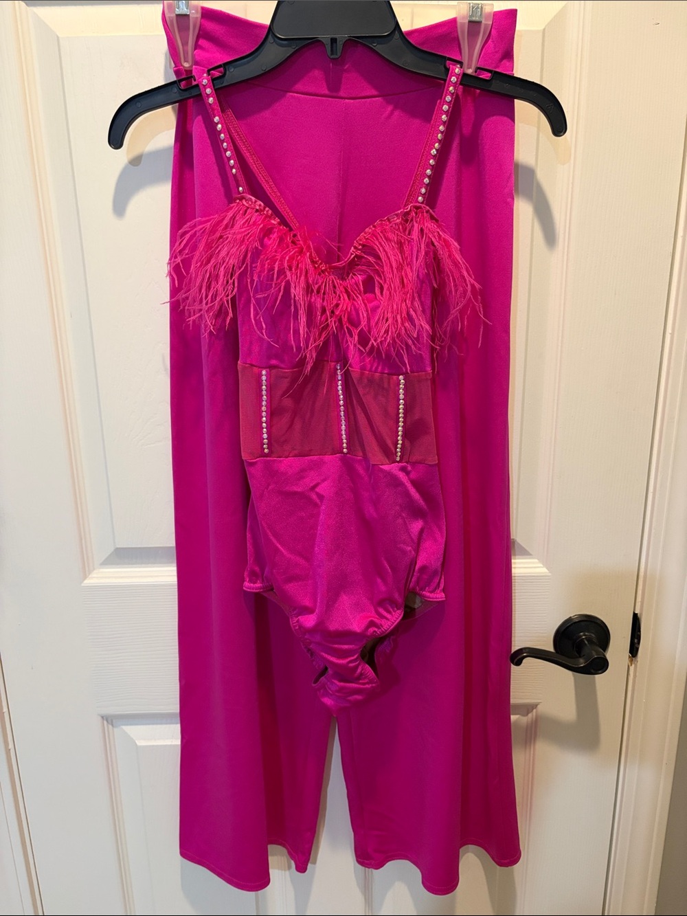 Hot Pink Kelle Dance 2 pc Dance Costume with Rhinestone Straps